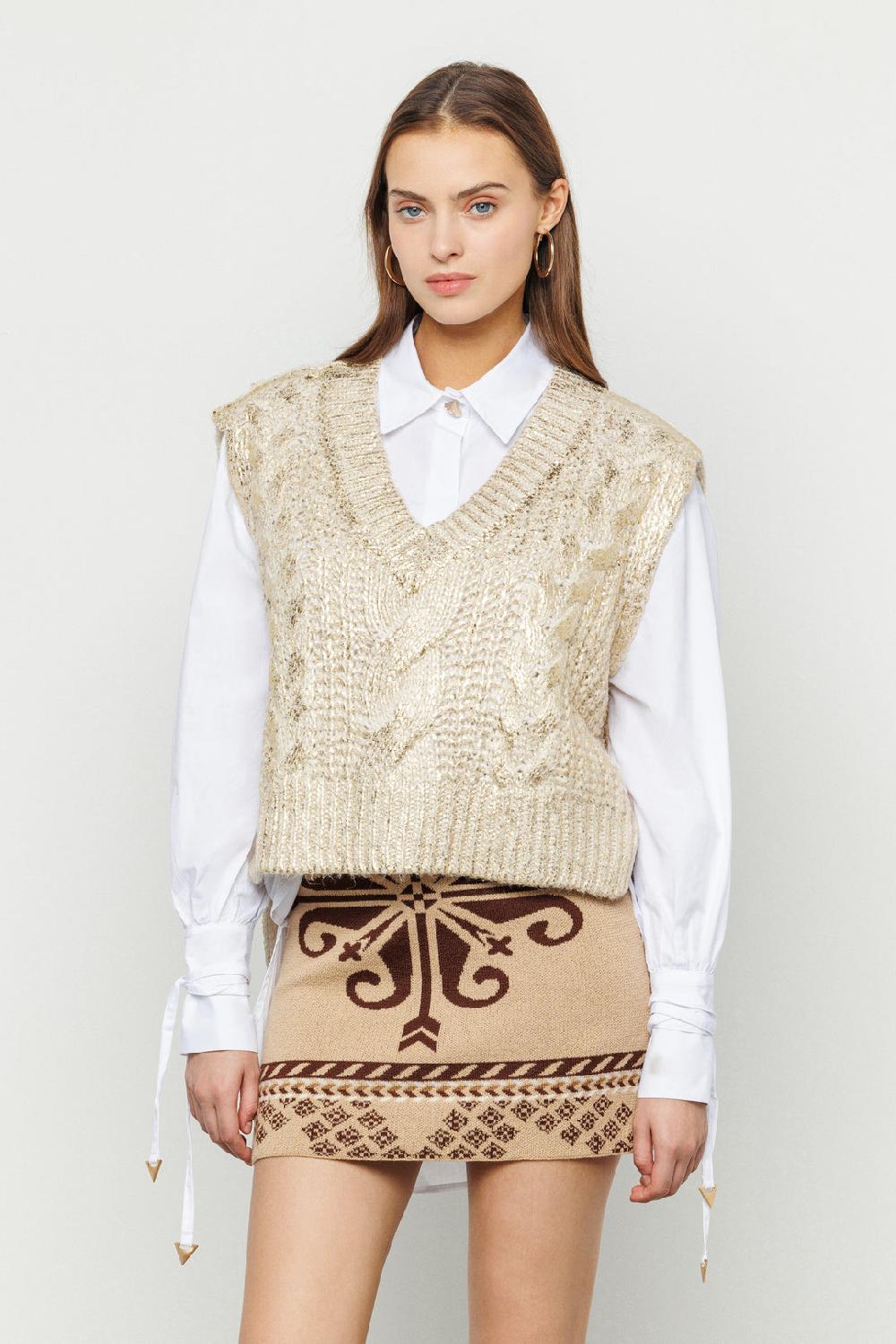 Akep GILET AKEP PLACCATURA GOLD CON SCOLLO A V