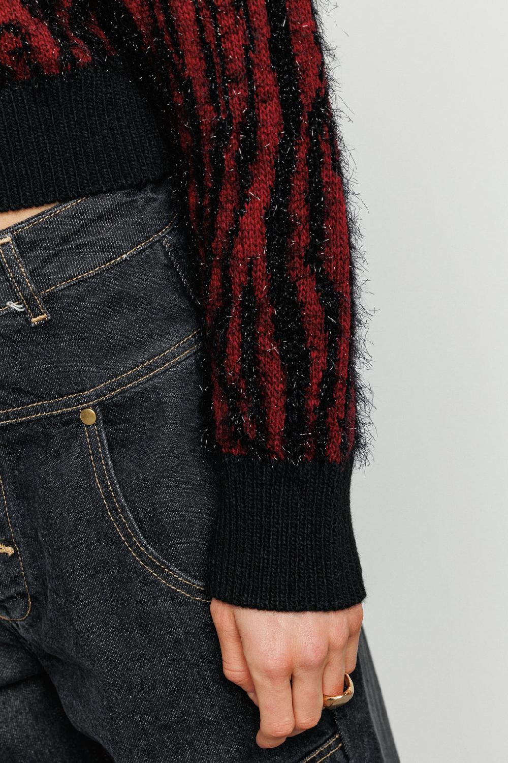 Akep MAGLIONE AKEP A GIROCOLLO ZEBRATA IN LUREX