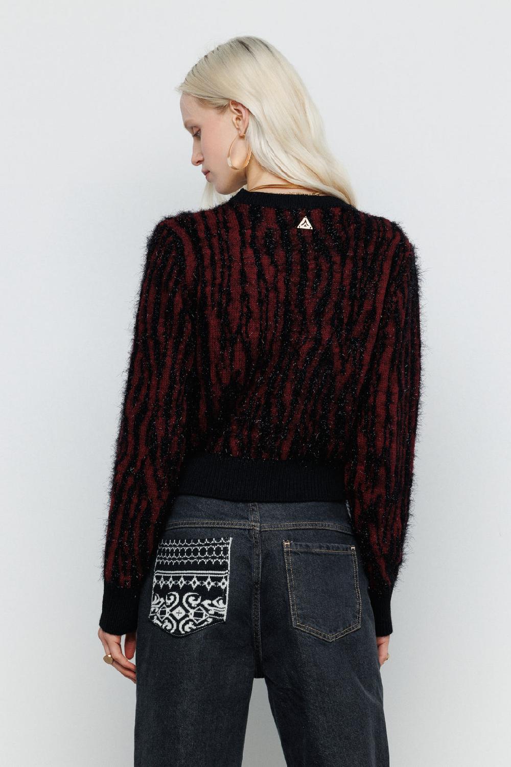 Akep MAGLIONE AKEP A GIROCOLLO ZEBRATA IN LUREX