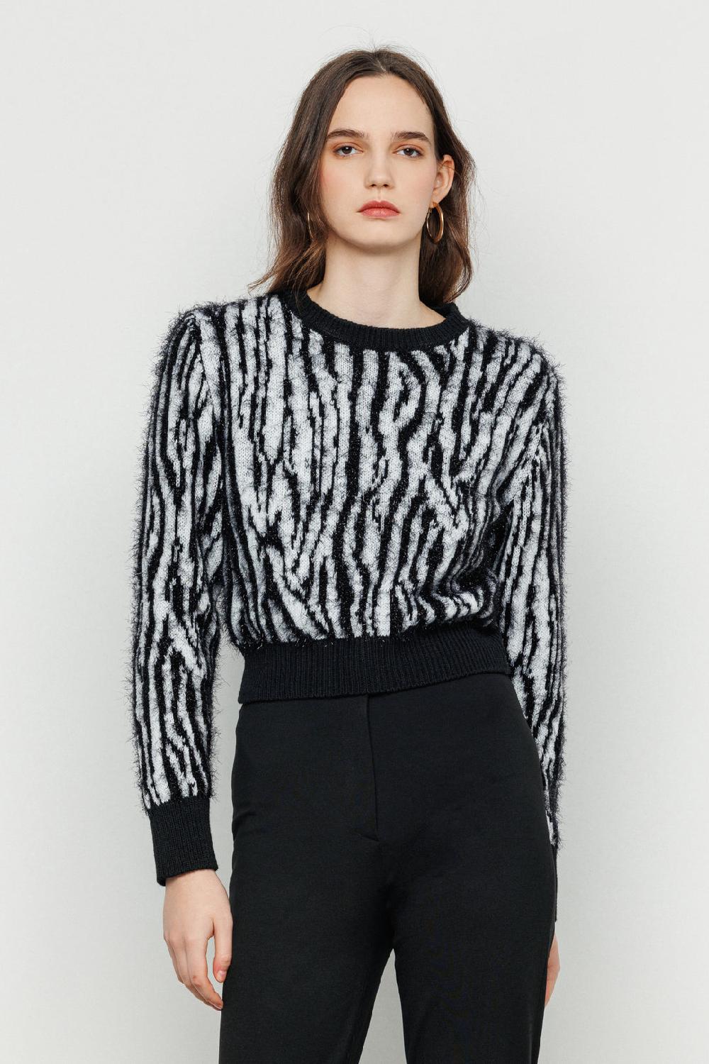 Akep MAGLIONE AKEP A GIROCOLLO ZEBRATA IN LUREX