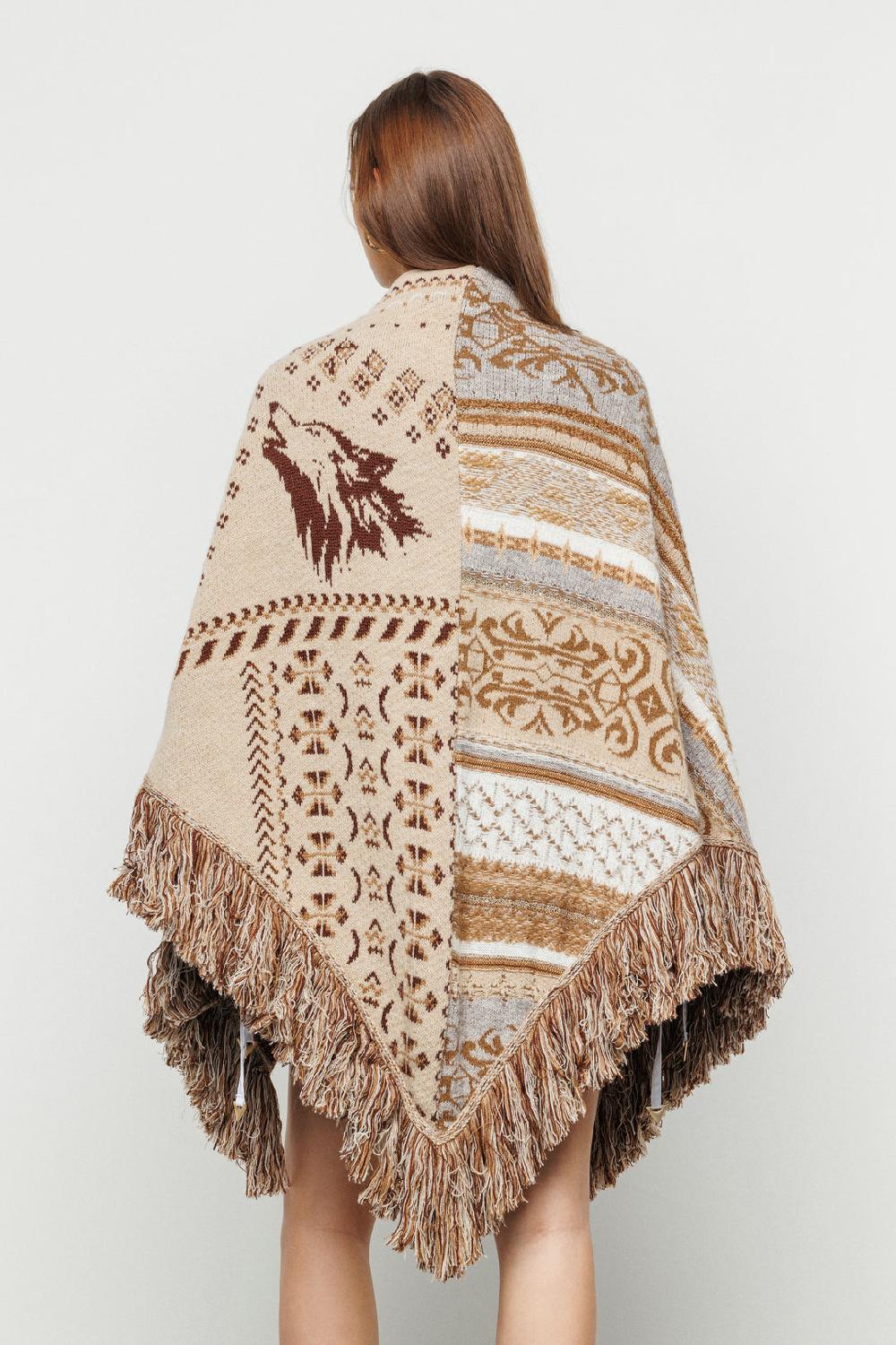 Akep MANTELLA AKEP IN LANA MERINOS CON FRANGE