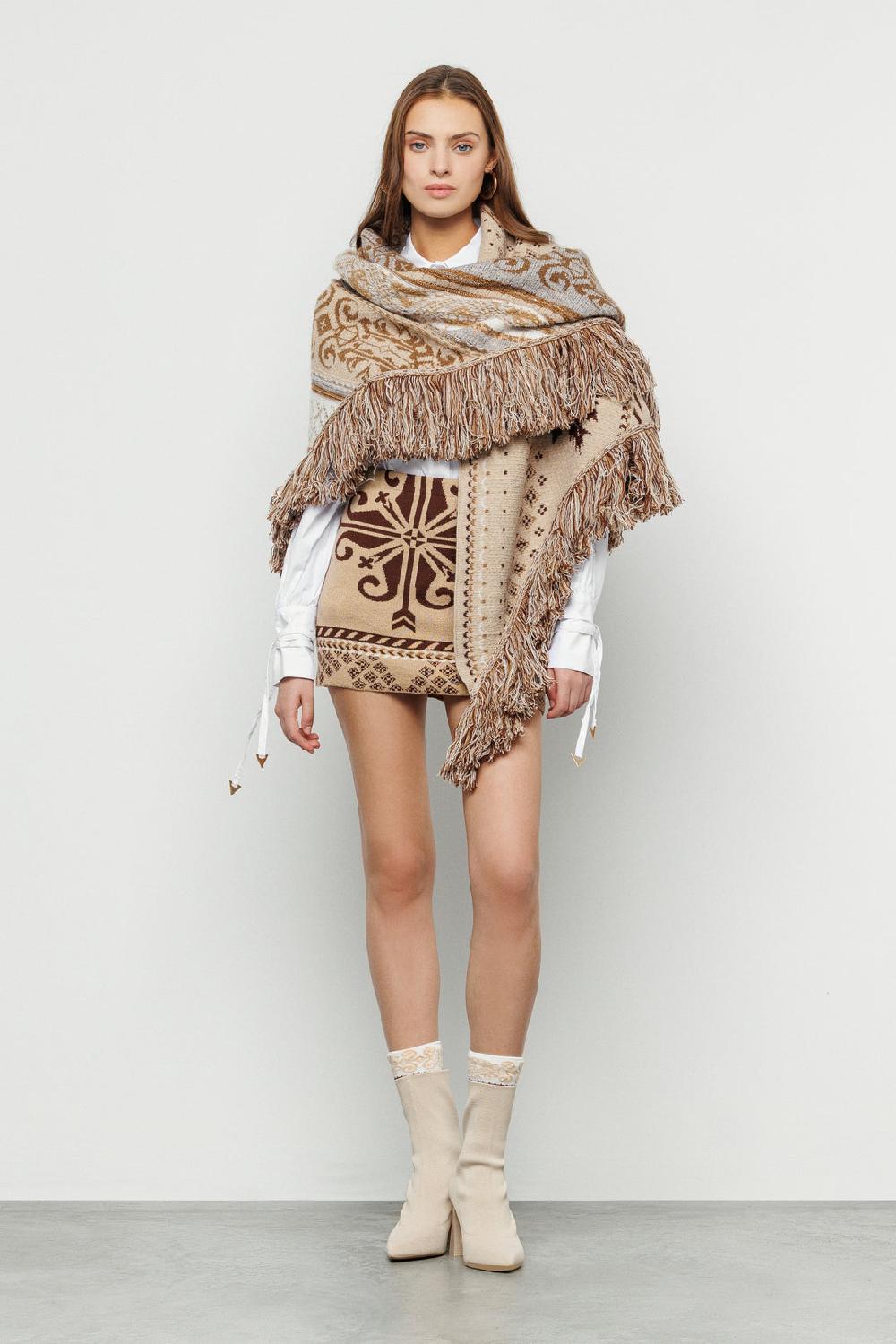 Akep MANTELLA AKEP IN LANA MERINOS CON FRANGE