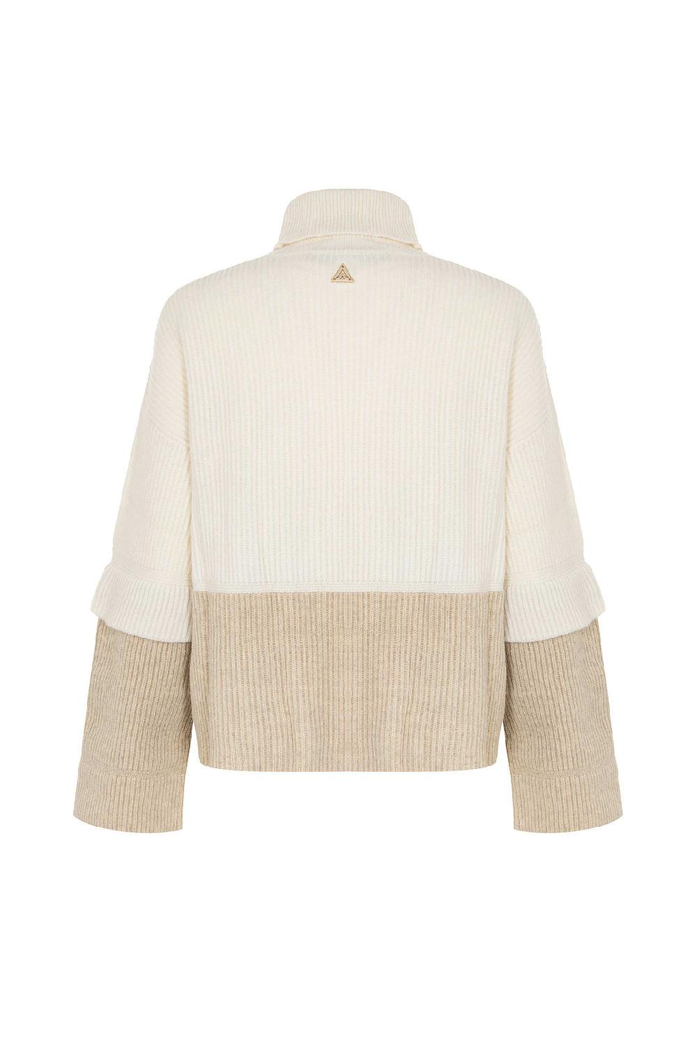 Akep PULL AKEP CON MANICHE BICOLOR IN PURA LANA