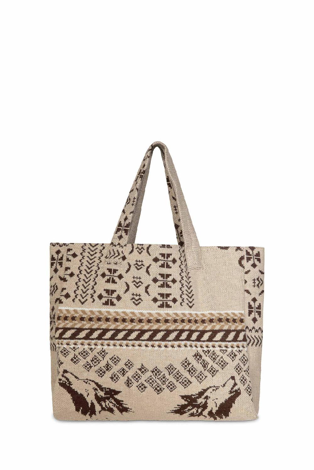 Akep SHOPPING BAG AKEP MISTO LANA JACQUARD SABBIA