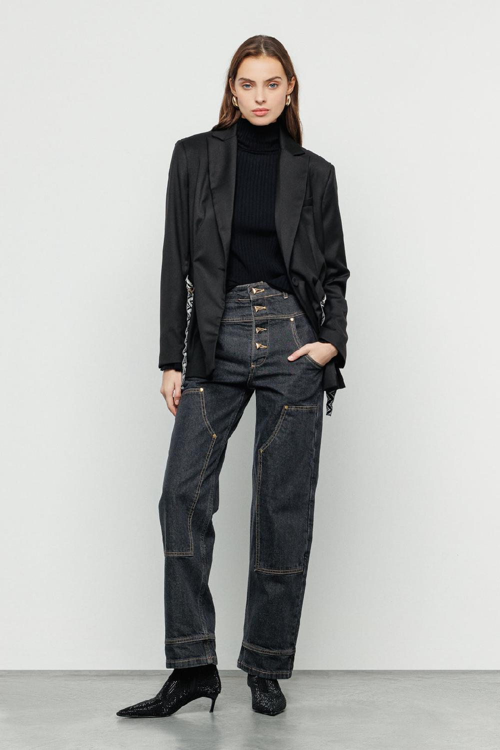 Akep BLAZER AKEP IN FRESCO LANA CON CINTURA IN MAGLIA JACQUARD