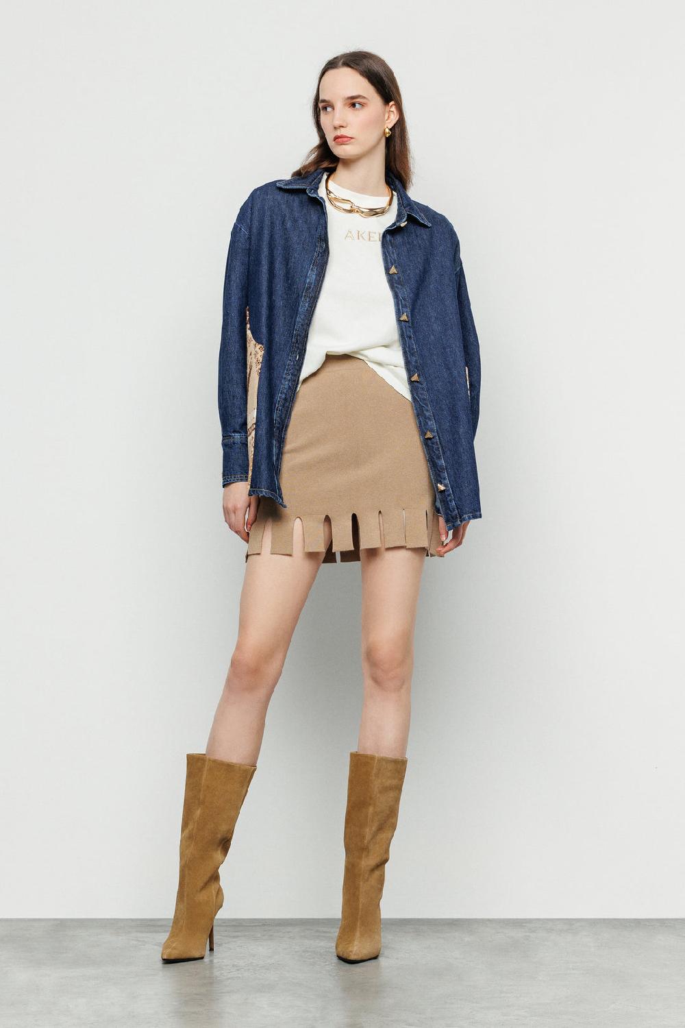 Akep CAMICIA IN DENIM AKEP CON INSERTI IN MAGLIERIA