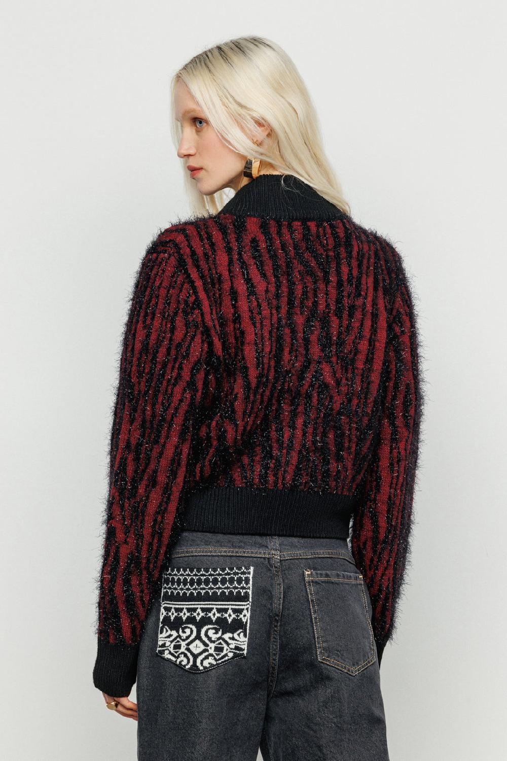 Akep CARDIGAN AKEP CON FULL ZIP ZEBRATA DETTAGLI IN LUREX