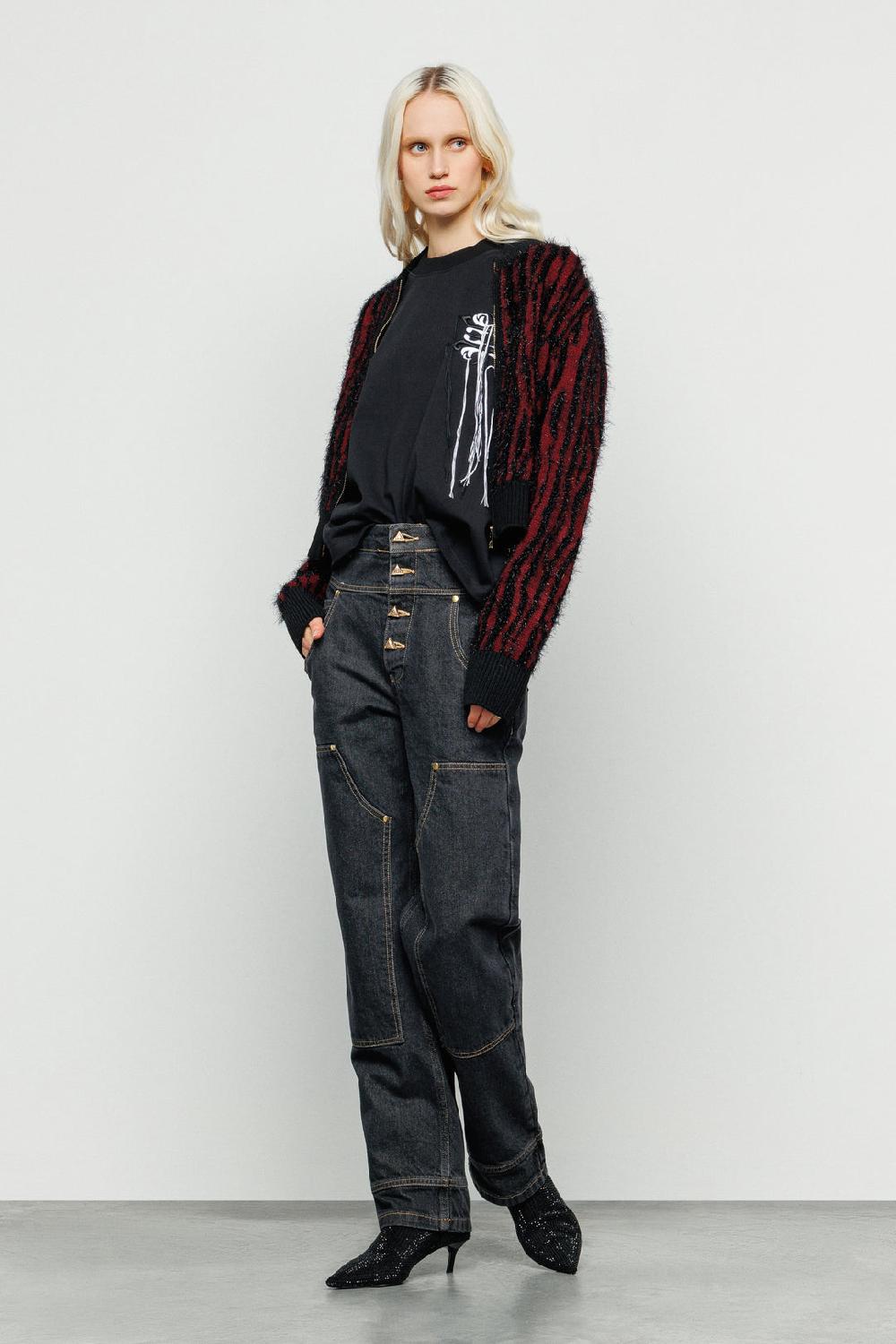 Akep CARDIGAN AKEP CON FULL ZIP ZEBRATA DETTAGLI IN LUREX