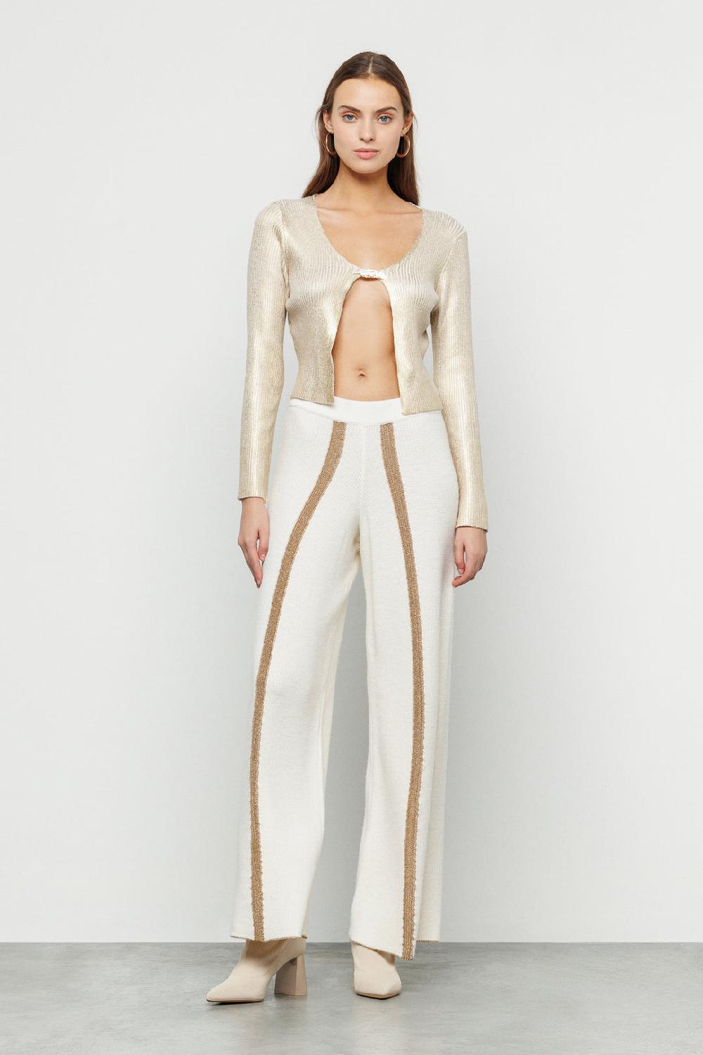 Akep CARDIGAN AKEP IN COSTINA LAMINATA CON CHIUSURA SPILLA GIOIELLO