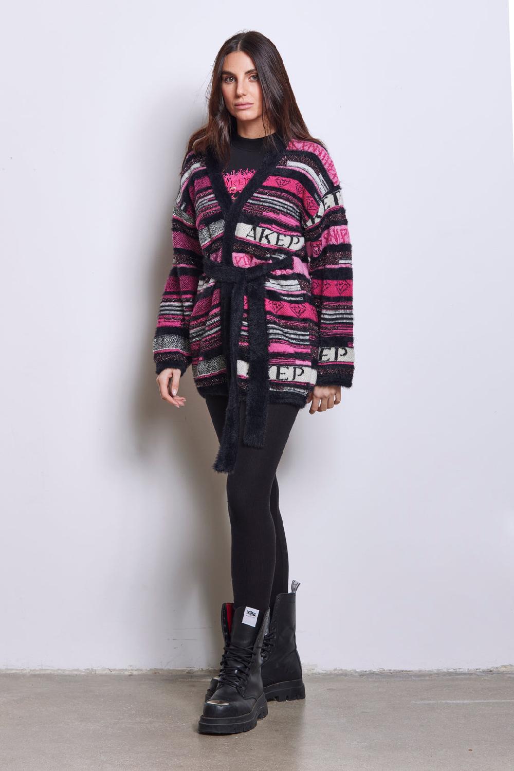 Akep CARDIGAN JACQUARD CON CINTURA - CAPSULE "AKEP X PINK PANTER"