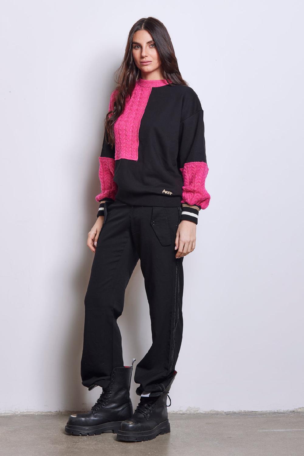 Akep FELPA GIROCOLLO CON INSERTI IN MAGLIA - CAPSULE "AKEP X PINK PANTER"