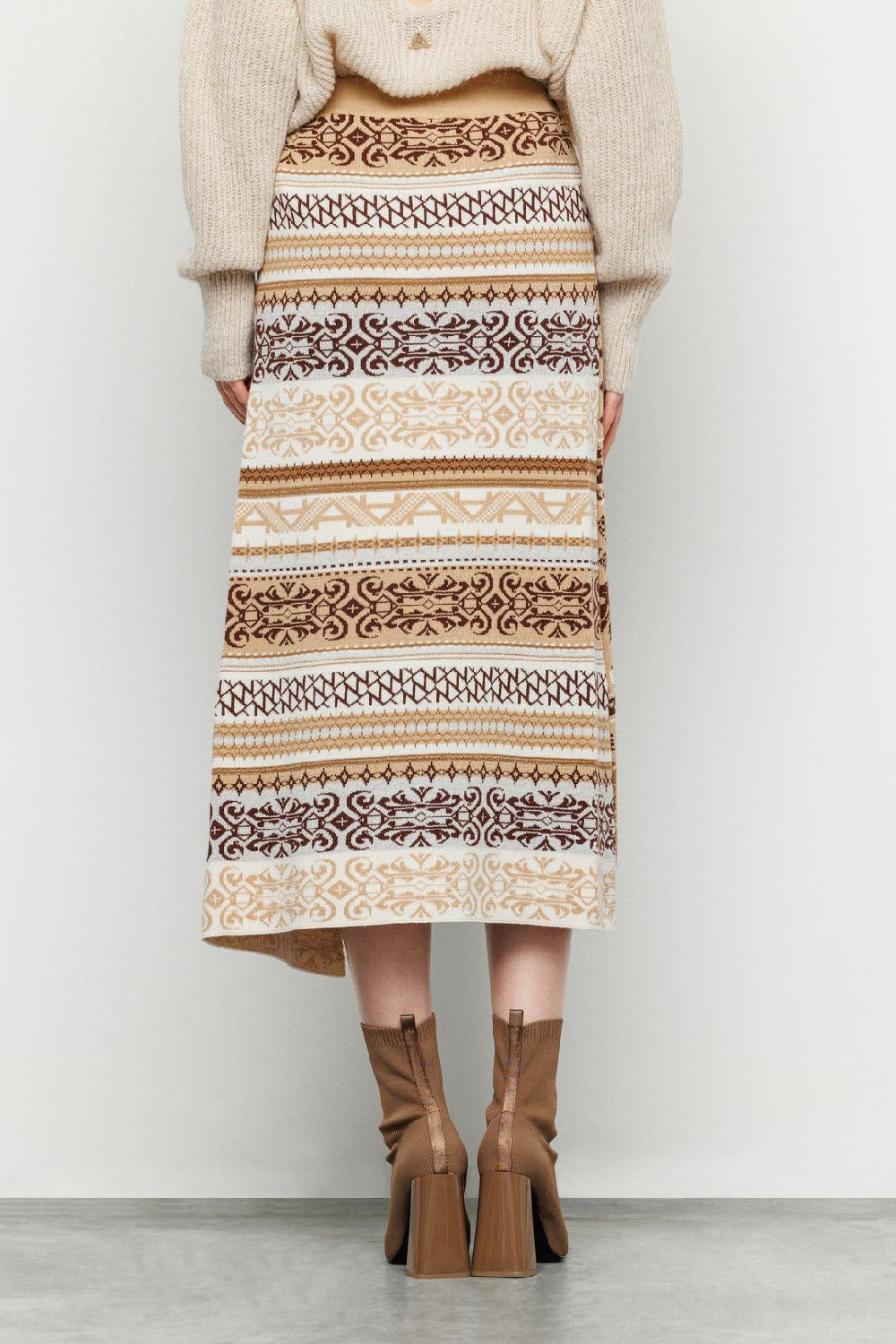 Akep GONNA LUNGA AKEP A PORTAFOGLIO IN LANA MERINOS JACQUARD