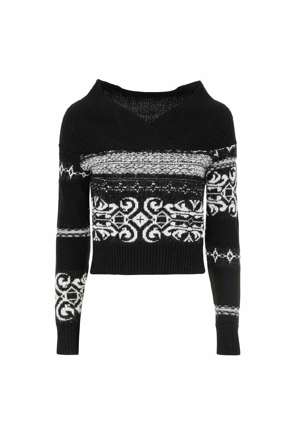 Akep MAGLIA AKEP CON SCOLLO BARDOT IN TESSUTO JACQUARD