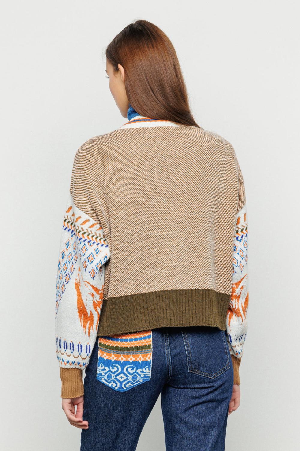 Akep MAGLIA AKEP SCOLLATURA A V TESSUTO JACQUARD E PIQUET