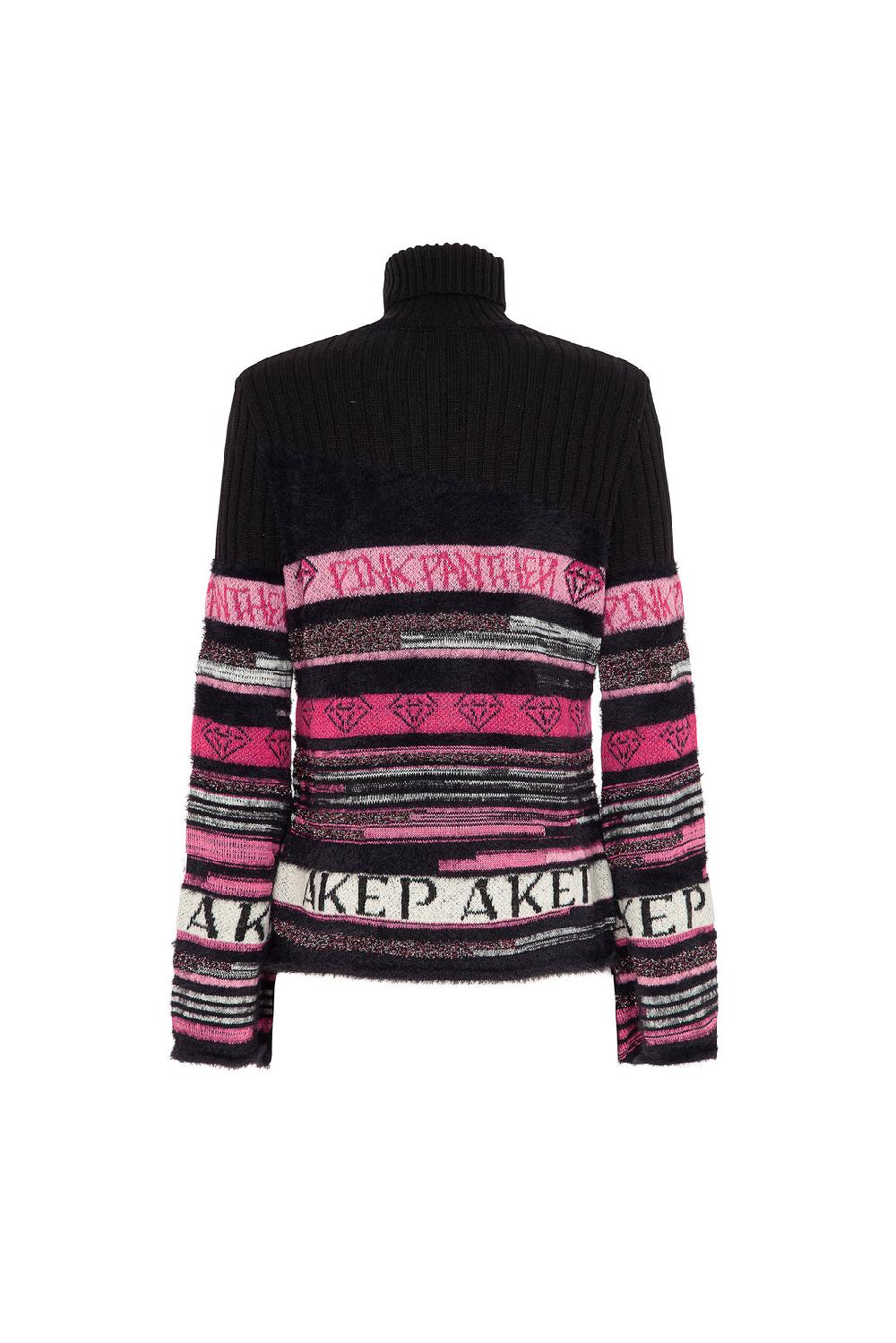Akep MAGLIONE A COLLO ALTO JACQUARD FANTASIA A RIGHE - CAPSULE "AKEP X PINK PANTER"
