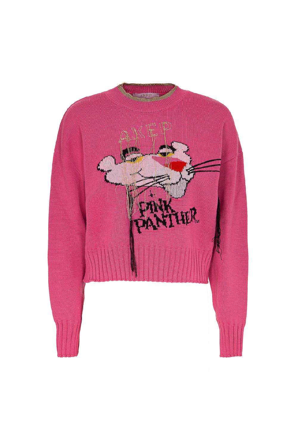 Akep MAGLIONE CROPPED A GIROCOLLO - CAPSULE "AKEP X PINK PANTER"