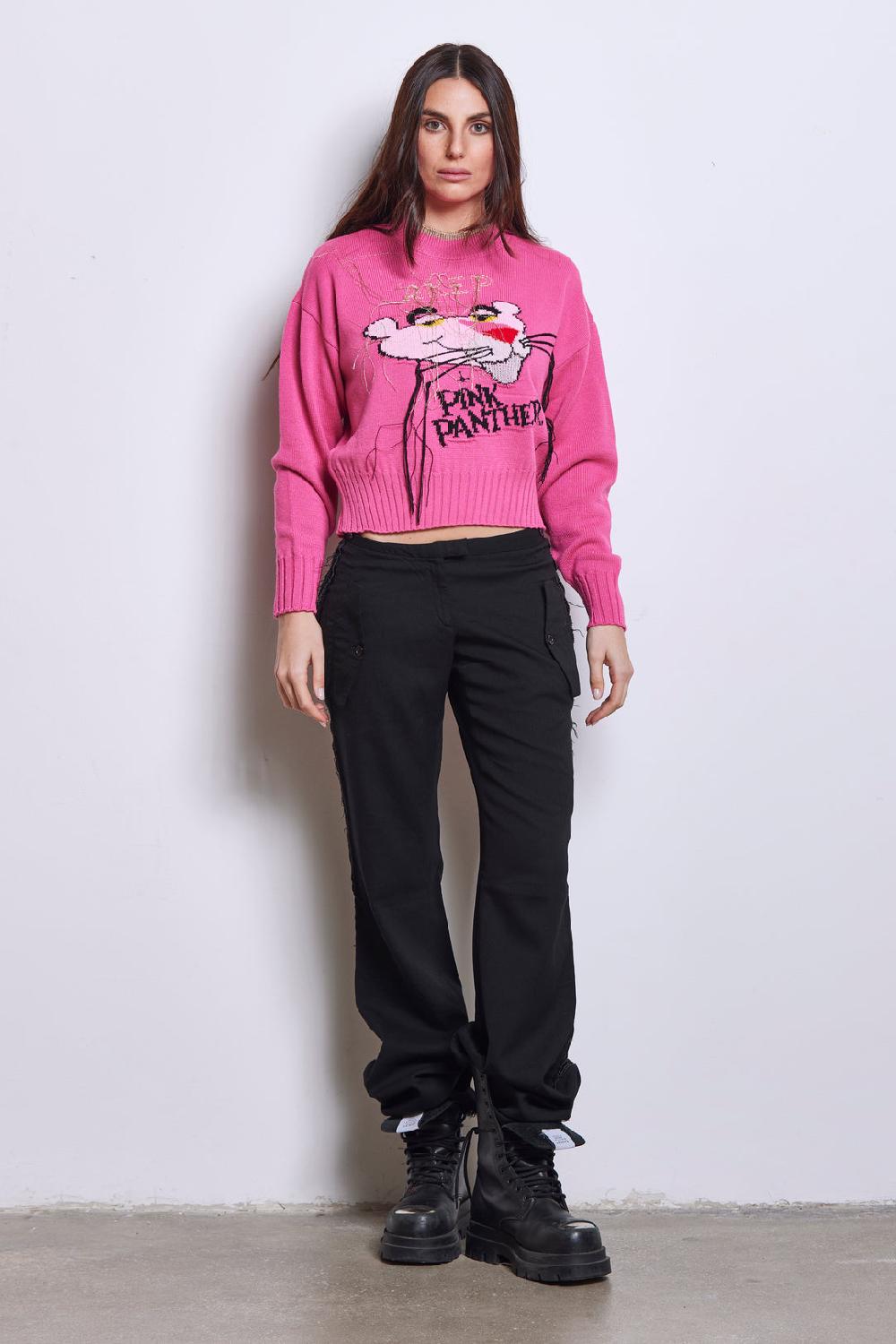 Akep MAGLIONE CROPPED A GIROCOLLO - CAPSULE "AKEP X PINK PANTER"