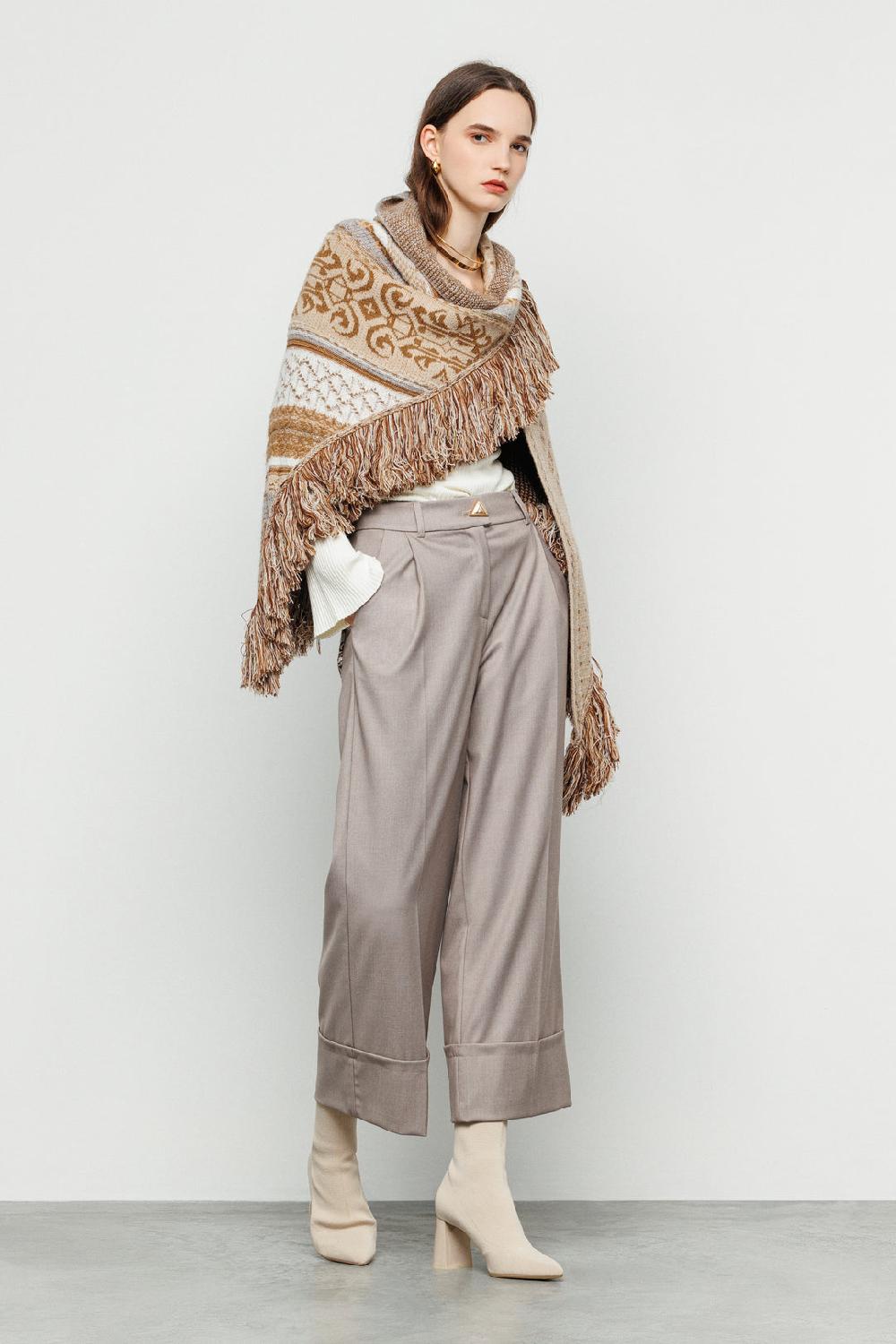 Akep PANTALONE BOOTCUT IN FRESCO LANA CON TASCA JACQUARD SUL RETRO