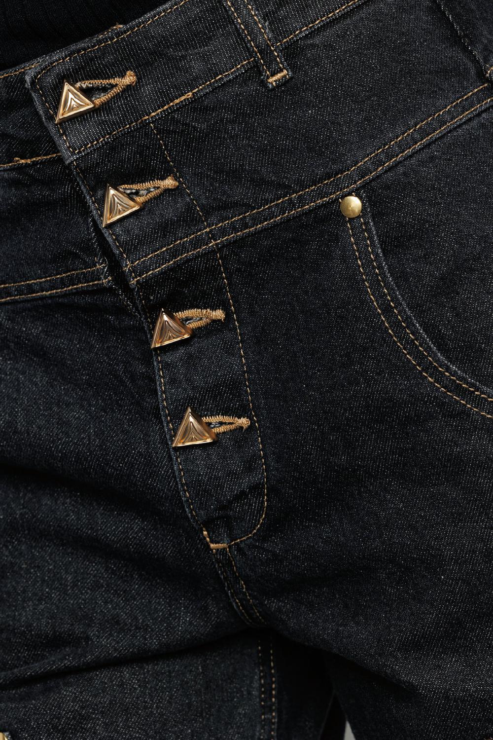 Akep PANTALONE DENIM AKEP CON TASCA IN JACQUARD SUL RETRO