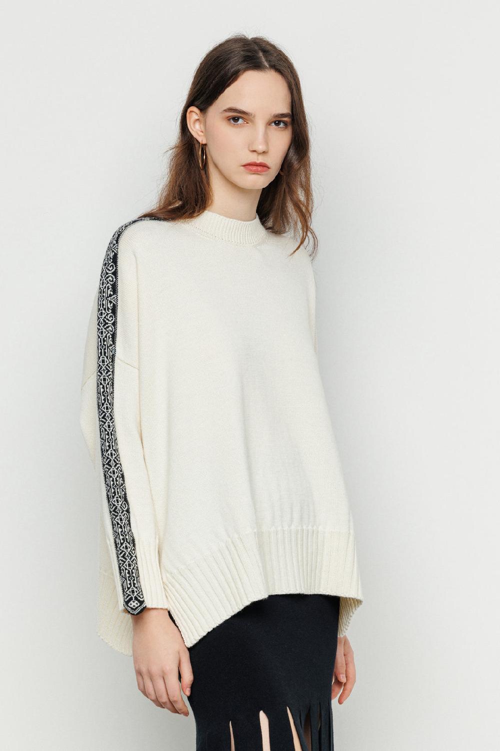 Akep PULLOVER AKEP GIROCOLLO CON BANDA JACQUARD LUNGO LE MANICHE