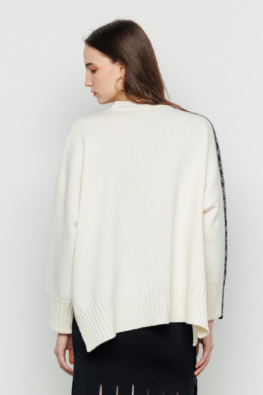 Akep PULLOVER AKEP GIROCOLLO CON BANDA JACQUARD LUNGO LE MANICHE