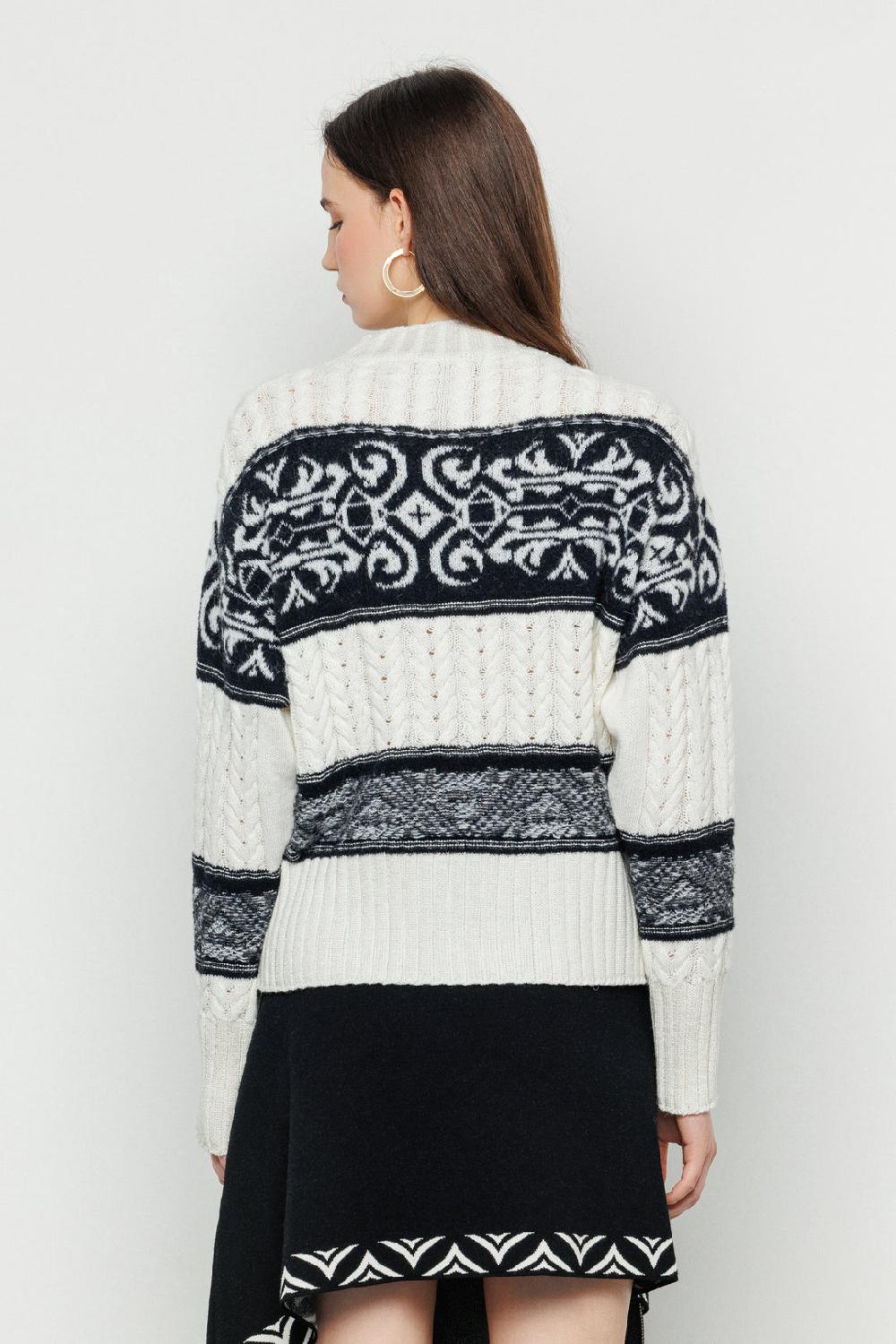 Akep PULLOVER AKEP GIROCOLLO INTRECCIATO CON INSERTI JACQUARD