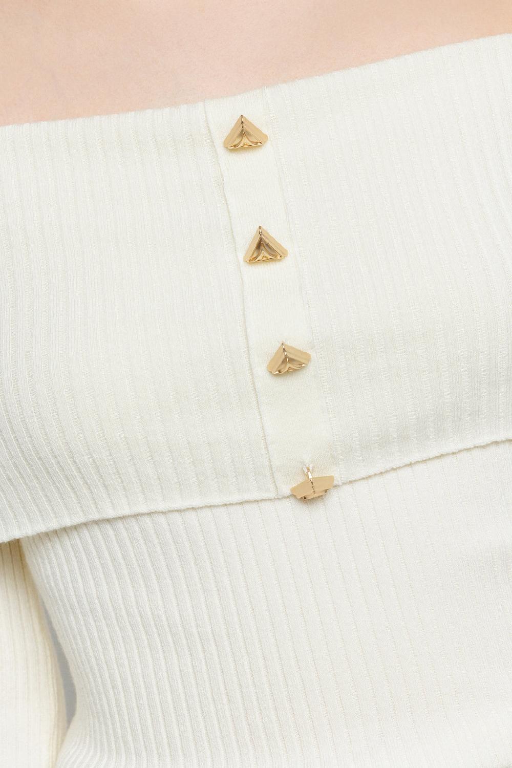 Akep PULLOVER AKEP SCOLLO BARDOT CON BOTTONI LOGATI