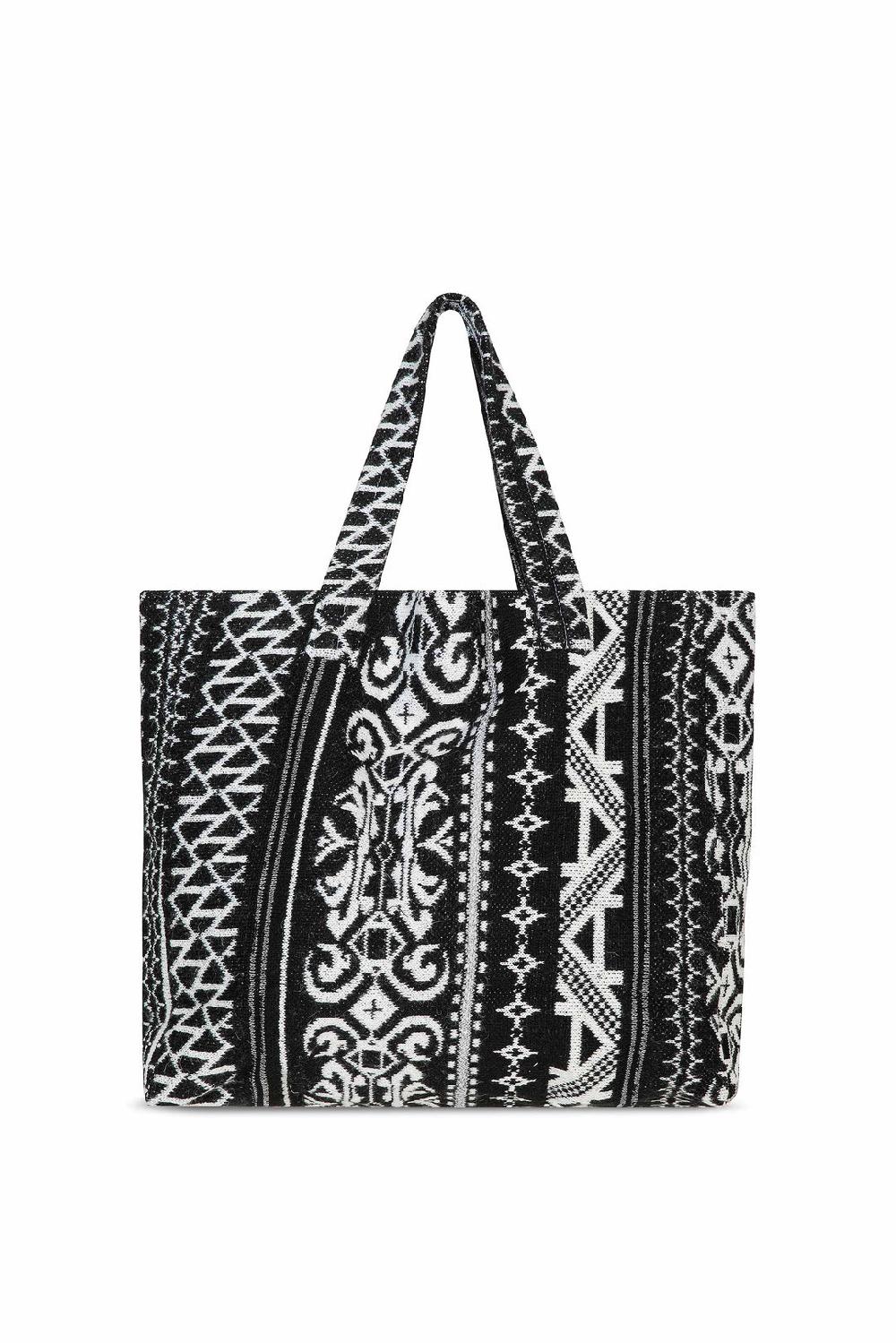 Akep SHOPPING BAG AKEP MISTO LANA JACQUARD BLACK&WHITE