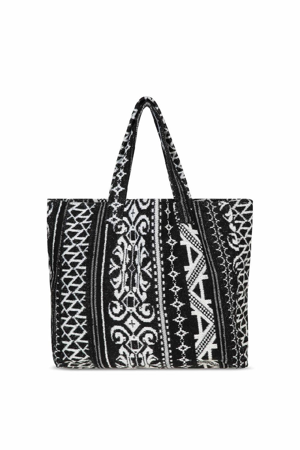 Akep SHOPPING BAG AKEP MISTO LANA JACQUARD BLACK&WHITE