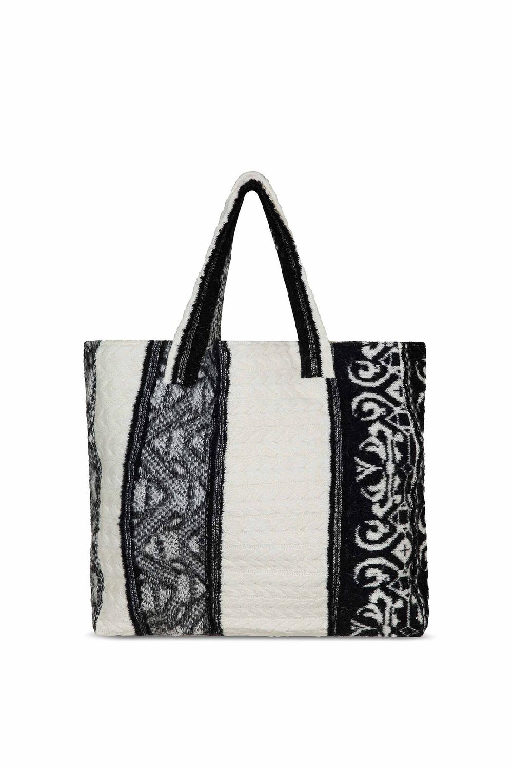 Akep SHOPPING BAG AKEP MISTO LANA JACQUARD WHITE&BLACK