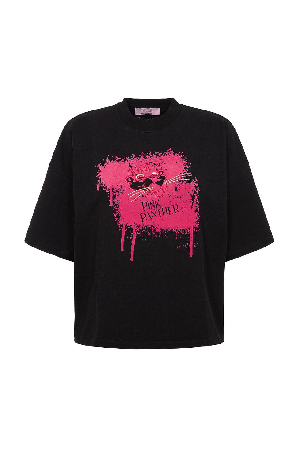 Akep T-SHIRT OVERSIZE CON STAMPA FLOCK - CAPSULE "AKEP X PINK PANTER"