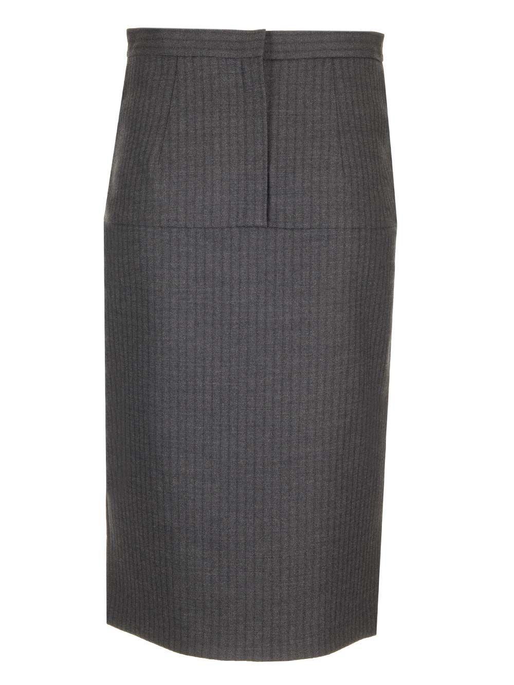 Al Duca D'Aosta Fendi Gonna In Lana Gessata