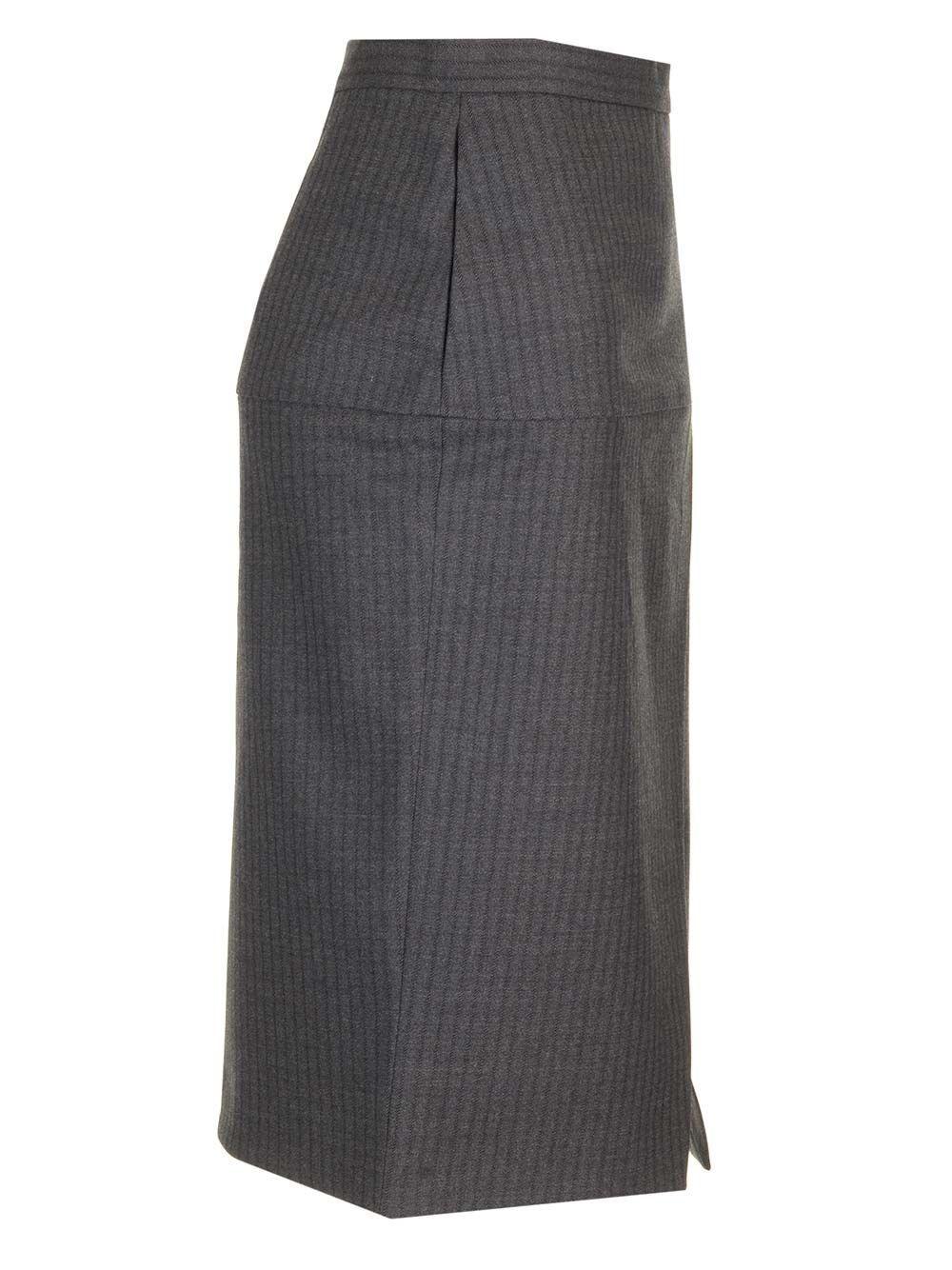 Al Duca D'Aosta Fendi Gonna In Lana Gessata