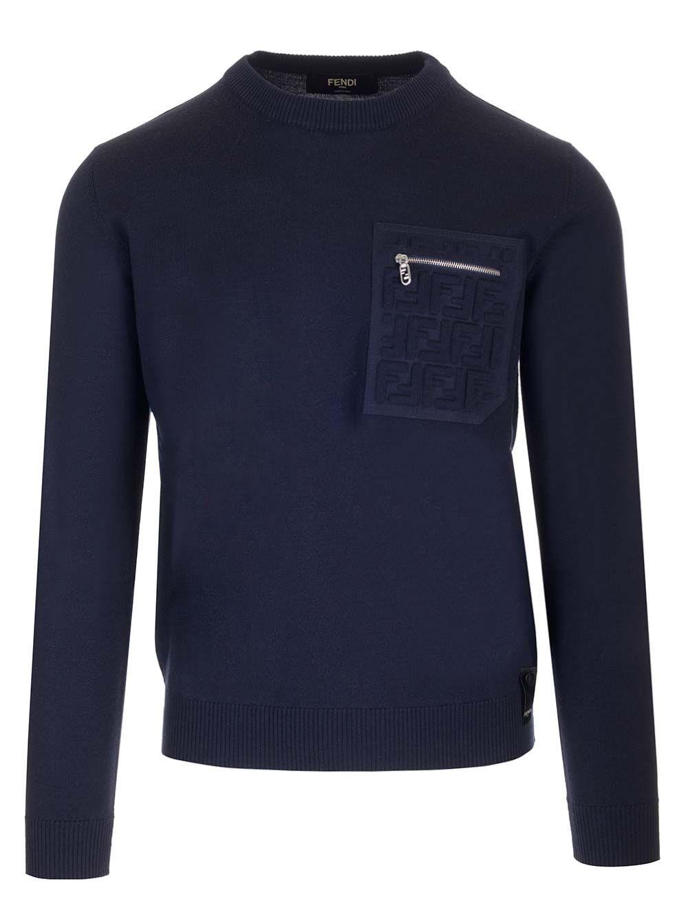 Al Duca D'Aosta Fendi Maglia in lana blu navy