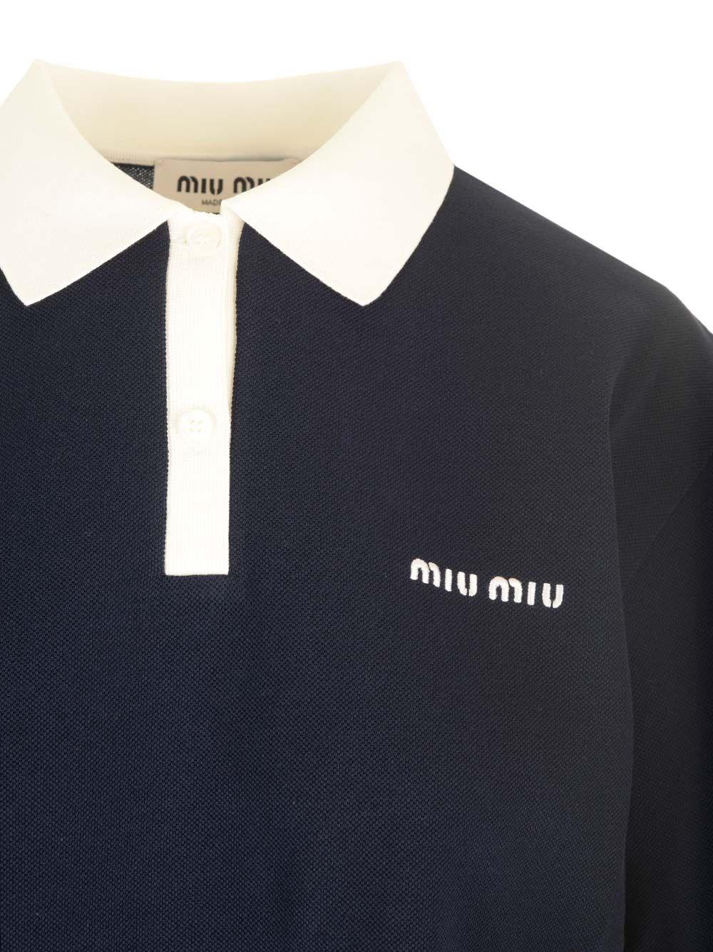 Al Duca D'Aosta Miu Miu Polo In Piquet Cotone