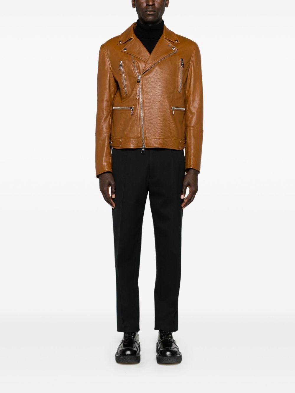 Al Duca D'Aosta Alexander Mcqueen Giacca Biker In Pelle Tabacco