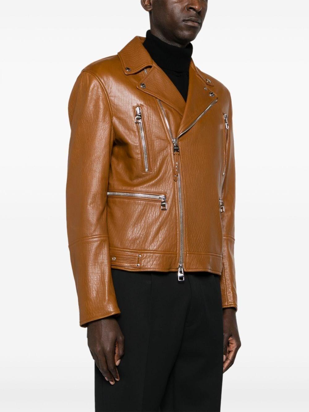 Al Duca D'Aosta Alexander Mcqueen Giacca Biker In Pelle Tabacco