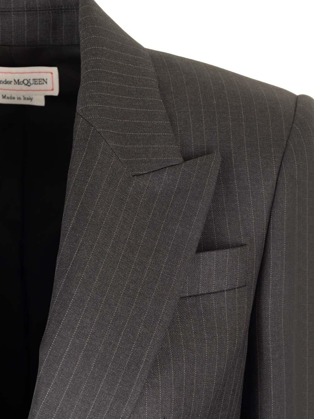 Al Duca D'Aosta Alexander Mcqueen Giacca Monopetto Con Motivo Gessato