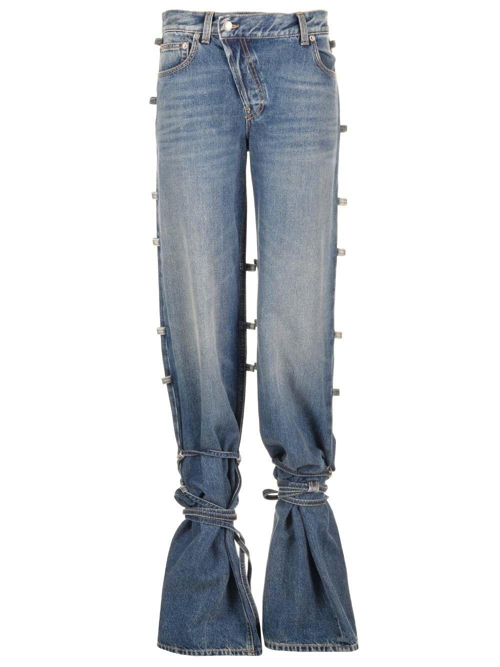 Al Duca D'Aosta Alexander Mcqueen Jeans Baggy Con Dettaglio Annodato