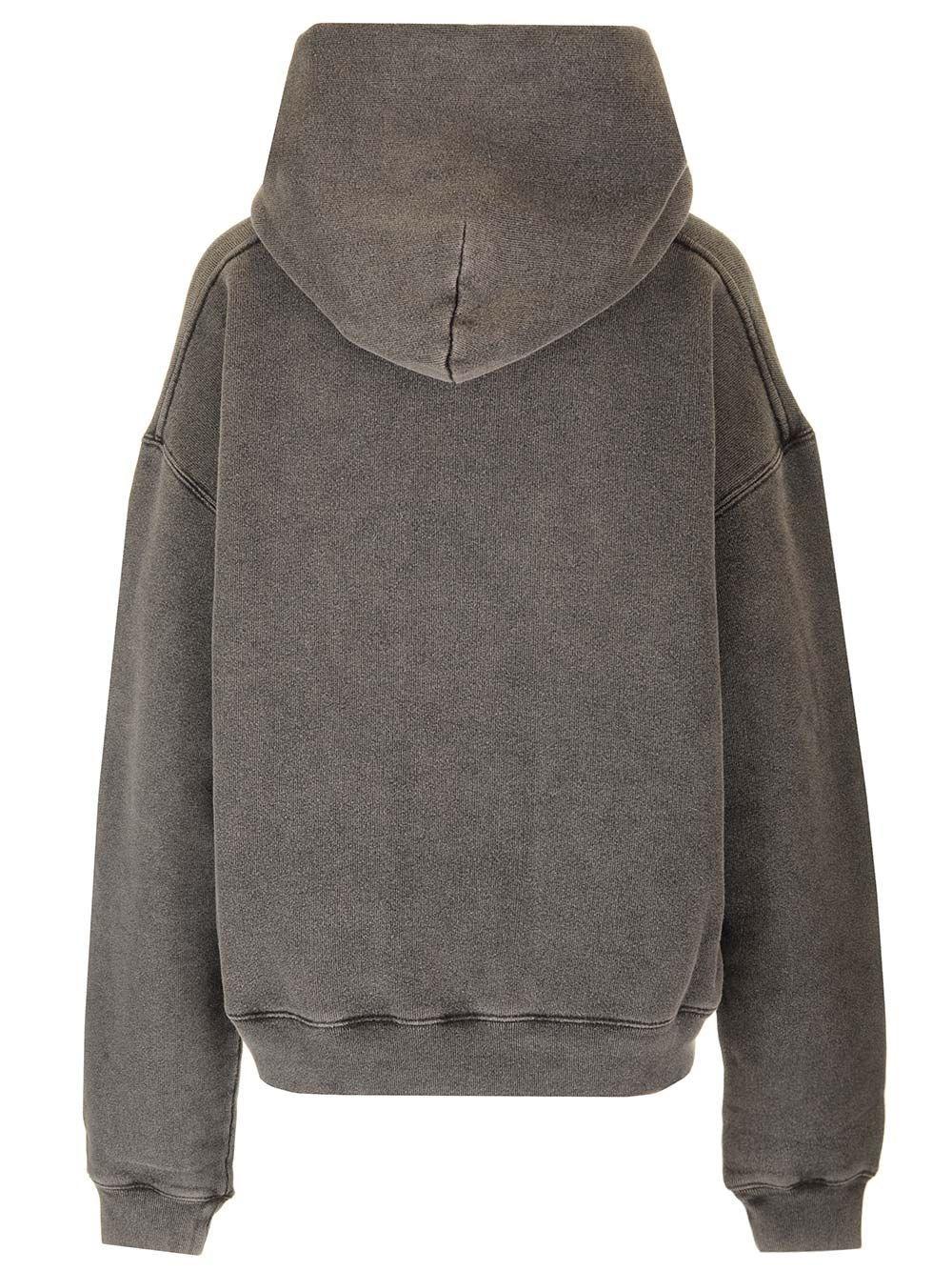 Al Duca D'Aosta Alexander Wang UNISEX HOODIE WITH DISTRESSED SKYLINE LOGO GRAPHIC WASHED CHARCOAL