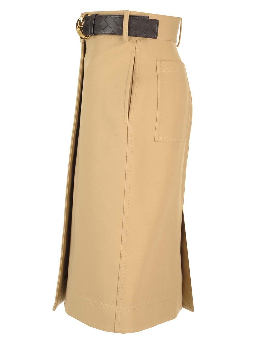 Al Duca D'Aosta Bottega Veneta Gonna Midi In Tela Beige