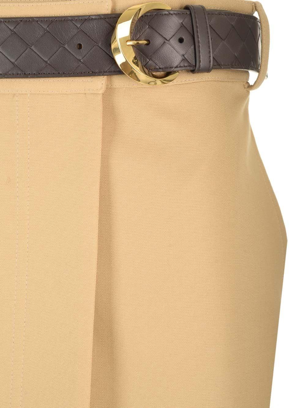 Al Duca D'Aosta Bottega Veneta Gonna Midi In Tela Beige