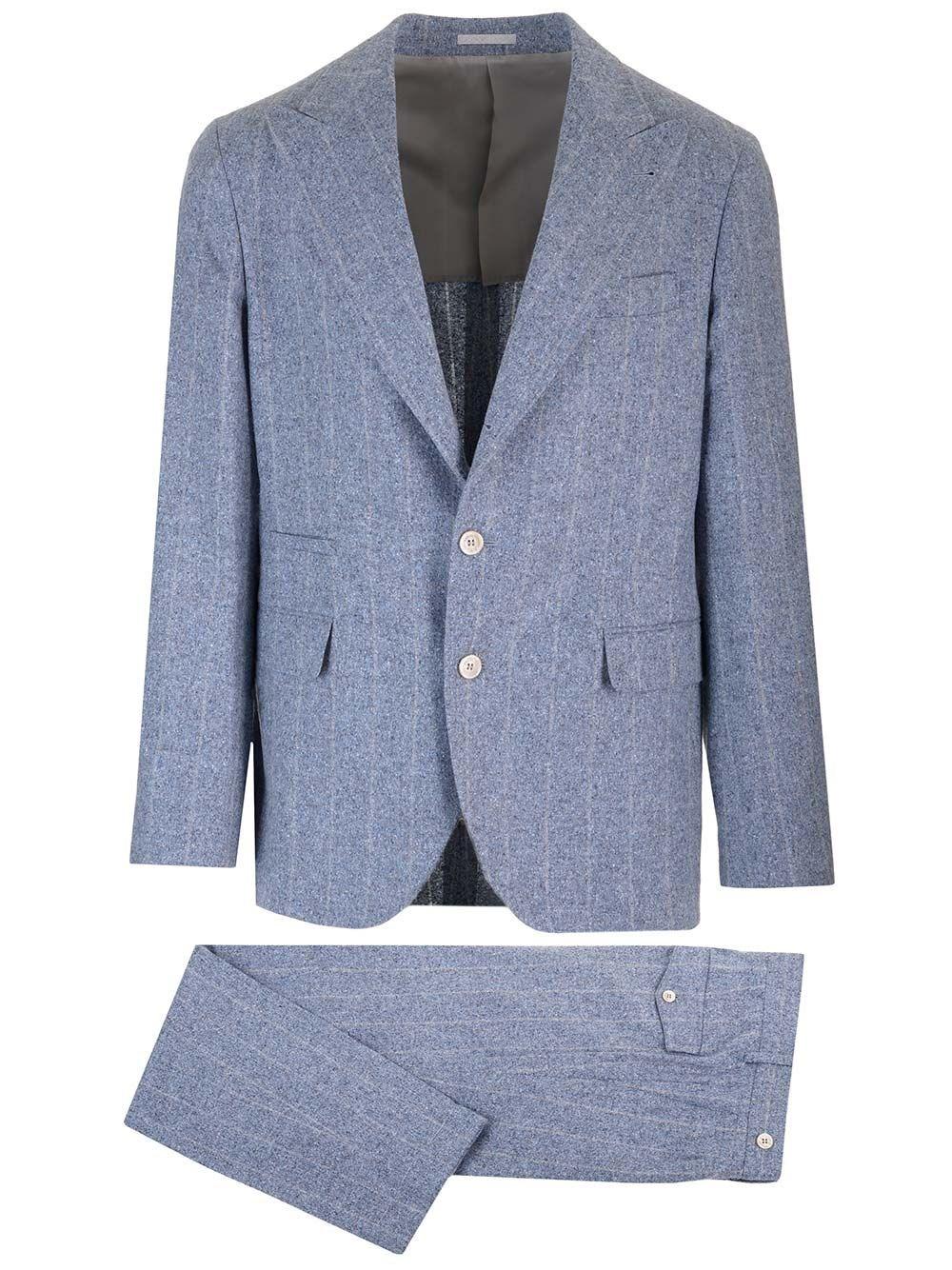 Al Duca D'Aosta Brunello Cucinelli Abito Gessato Di Seta Lana E Cashmere