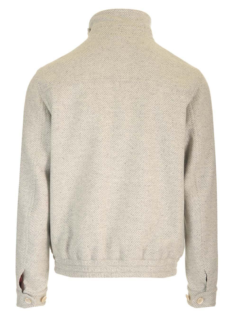 Al Duca D'Aosta Brunello Cucinelli Bomber In Chevron Di Lana Seta E Cashmere