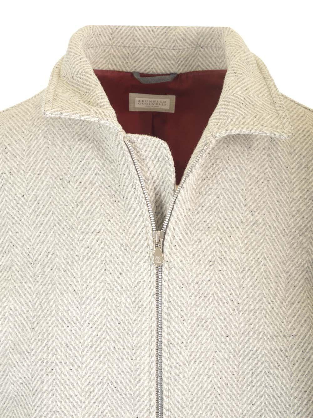 Al Duca D'Aosta Brunello Cucinelli Bomber In Chevron Di Lana Seta E Cashmere