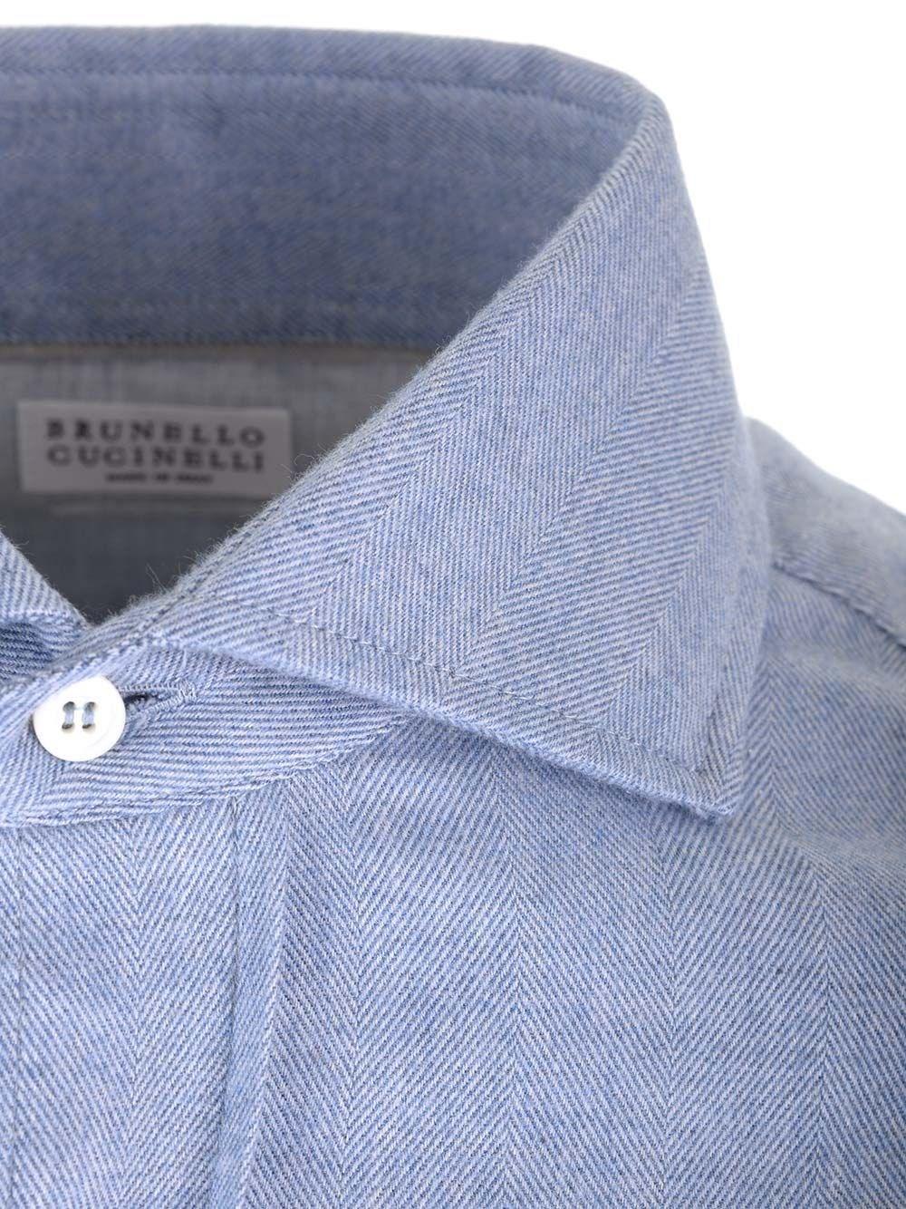 Al Duca D'Aosta Brunello Cucinelli Camicia Slim Fit In Flanella