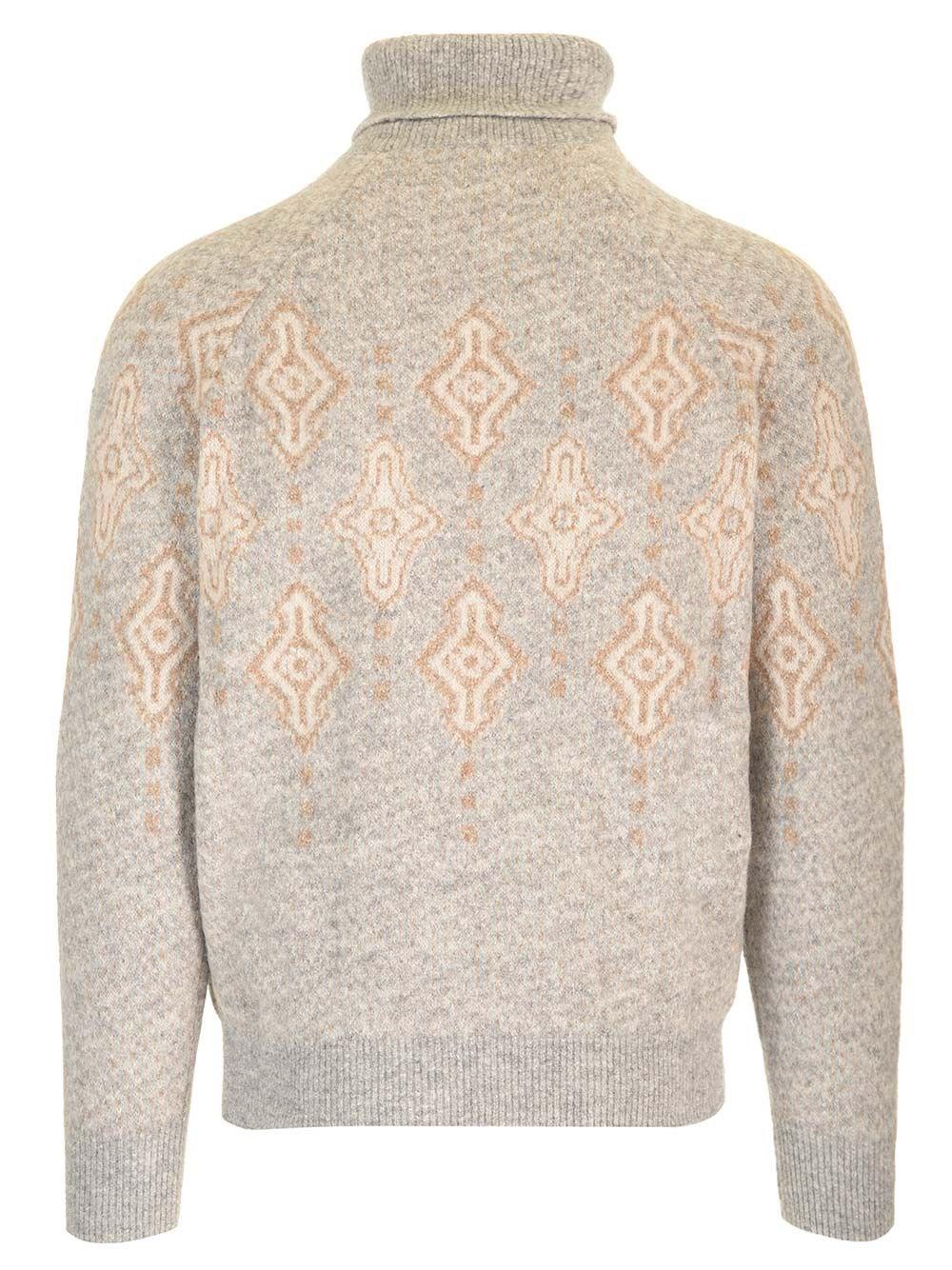 Al Duca D'Aosta Brunello Cucinelli GEOMETRIC MOTIF TURTLENECK SWEATER