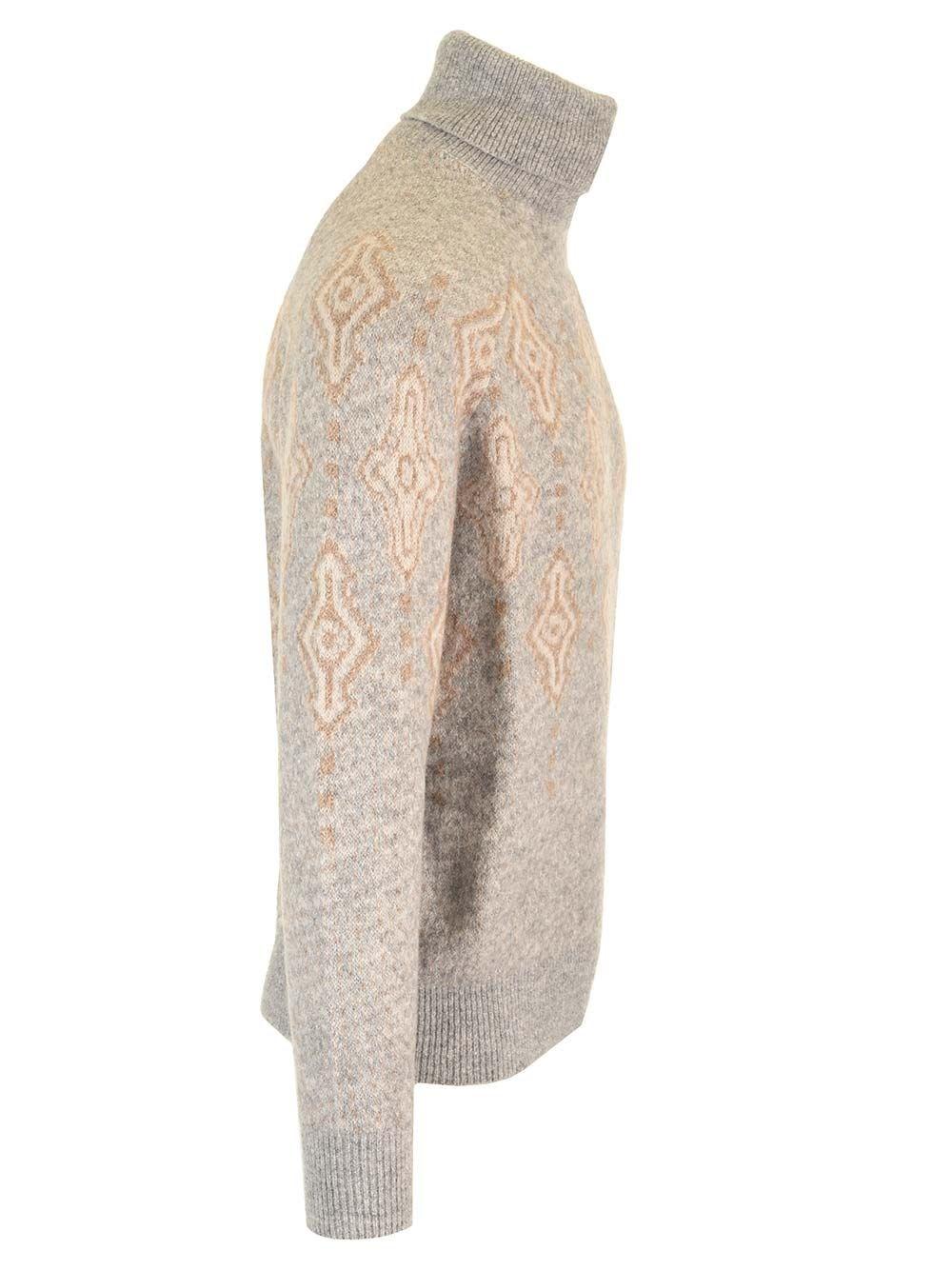 Al Duca D'Aosta Brunello Cucinelli GEOMETRIC MOTIF TURTLENECK SWEATER