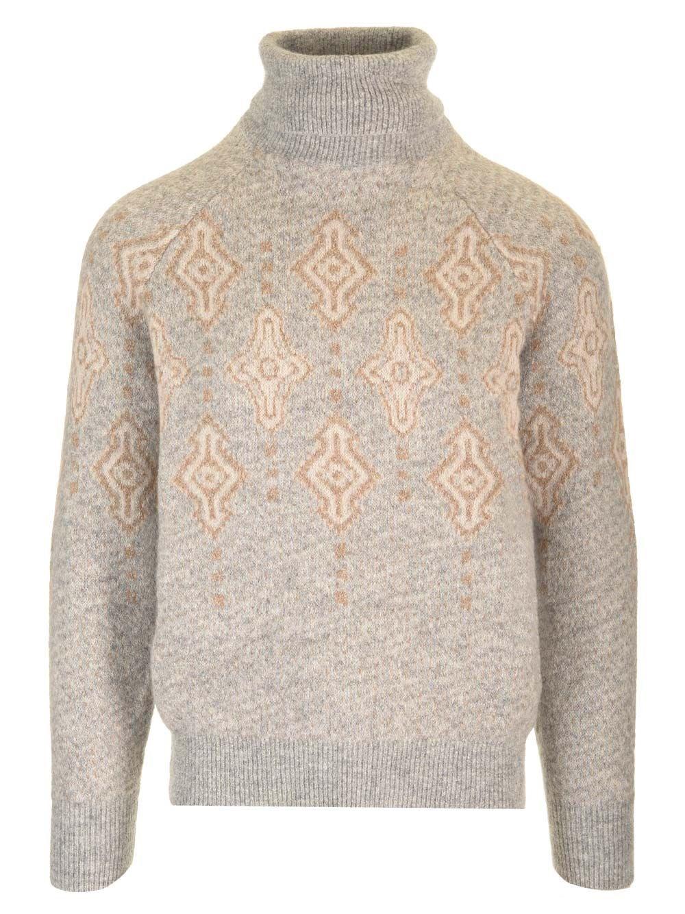 Al Duca D'Aosta Brunello Cucinelli GEOMETRIC MOTIF TURTLENECK SWEATER
