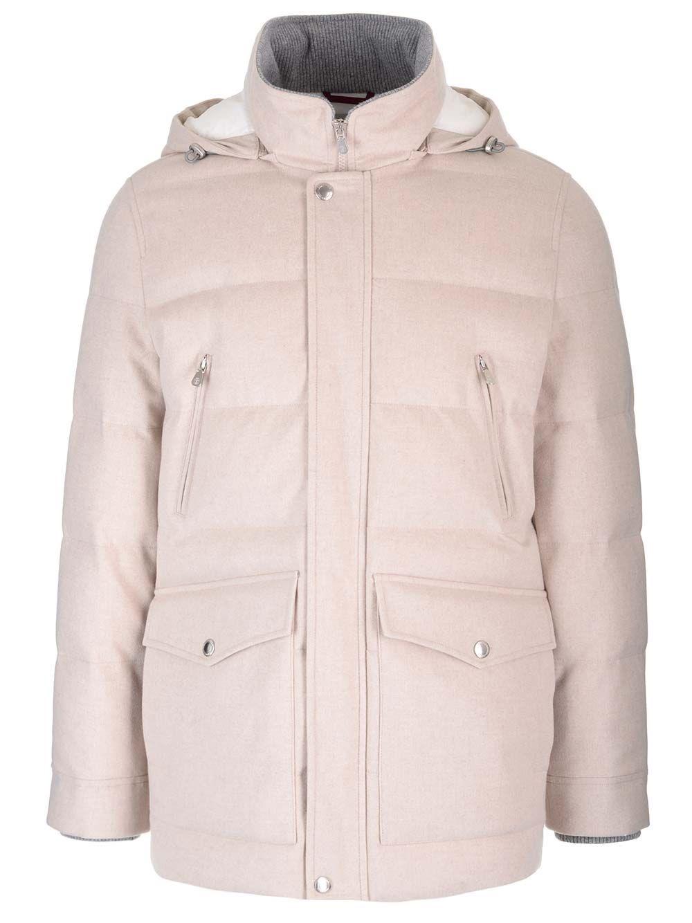 Al Duca D'Aosta Brunello Cucinelli Piumino in flanella di lana con cappuccio staccabile